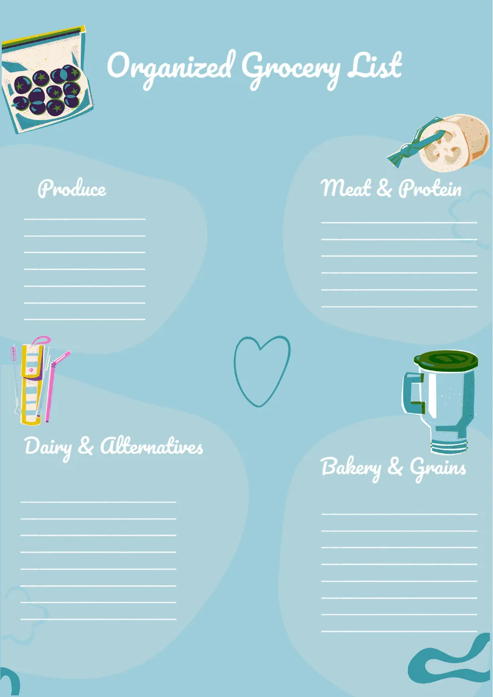 Organized Grocery List Template